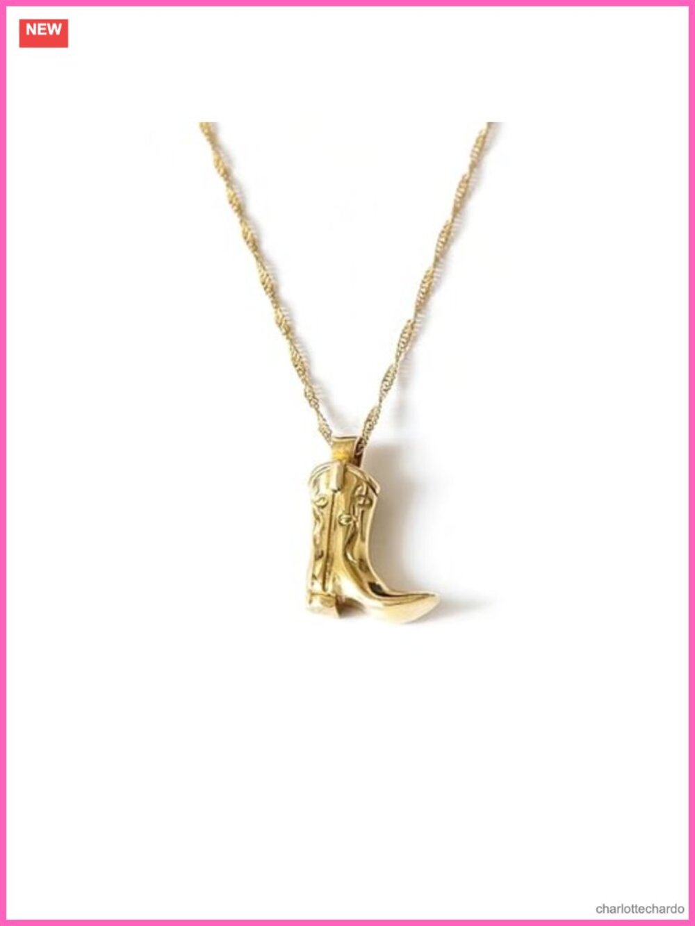 Western Cowboy Boot Pendant Necklace Alloy 17.7in Adjustable Chain